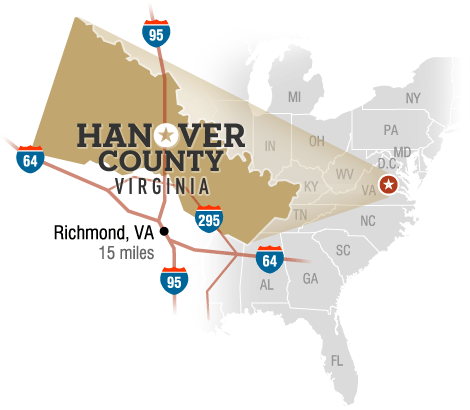 Map of Hanover county Virginia