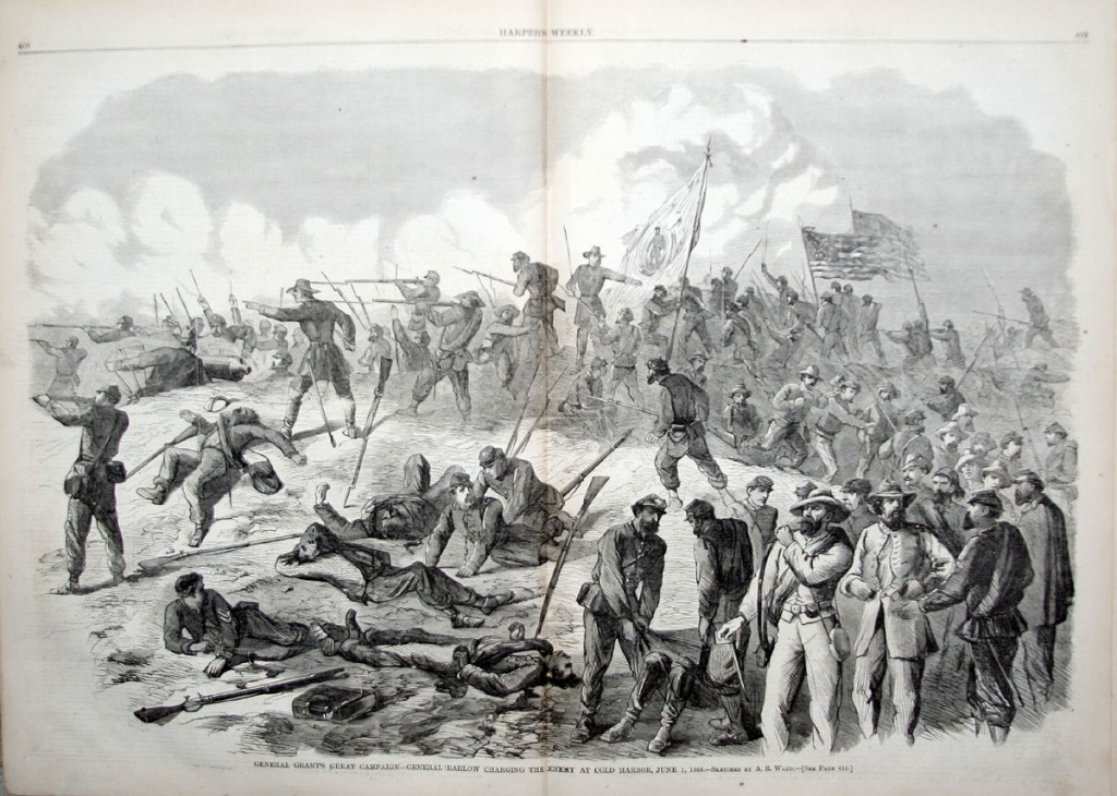 A. R. Waud's sketch of "General Barlow Charging the Enemy at Cold Harbor."