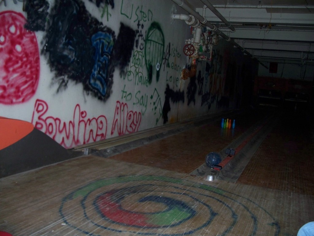 The spooky Bowling Alley in the hospital's basement.