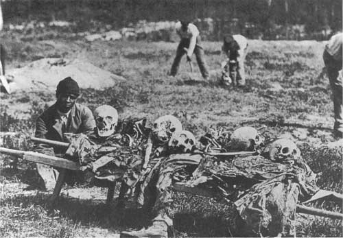 The sad, skeletal remains of soldiers who were never properly interred.