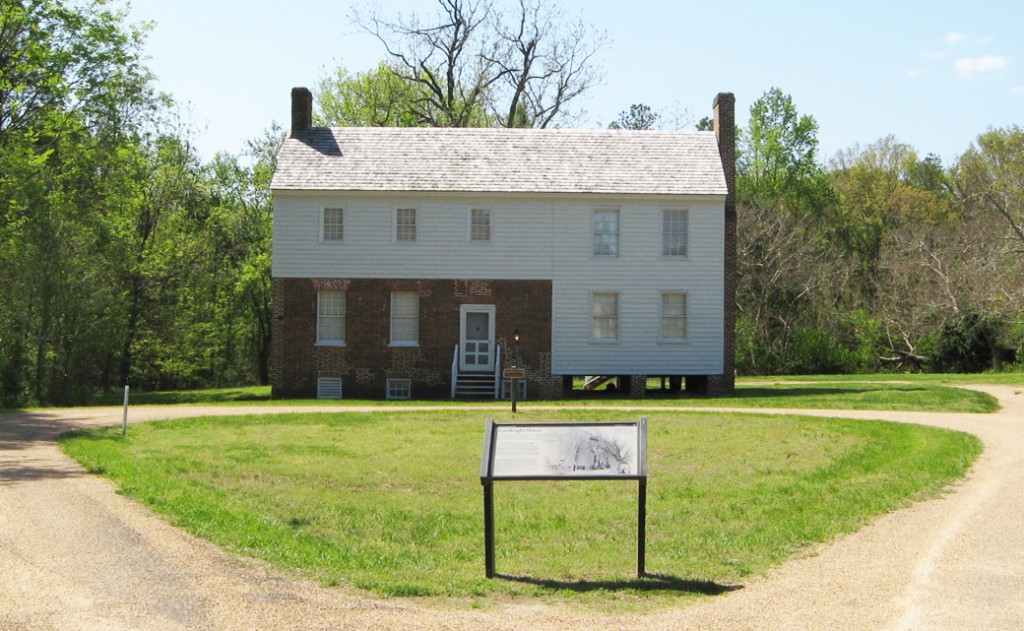 The Garthright House, and one of its markers.