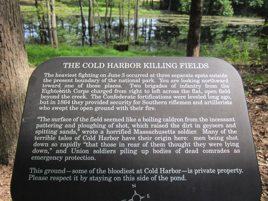 A plaque along the trail rehashes what happened at these "killing fields."
