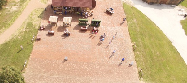 Aerial photo of the Colonial Williamsburg Market House