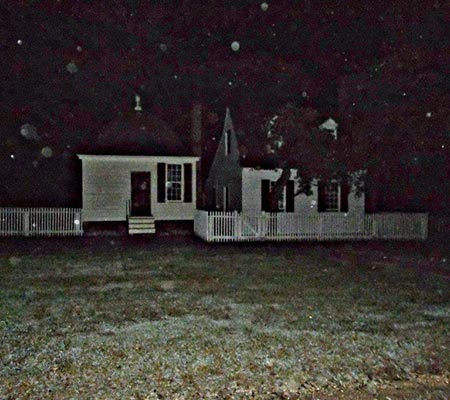 Strange orbs captured with a camera during a Colonial Ghosts tour in Williamsburg, Virginia