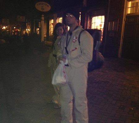 Tour guides dressed up for a Colonial Ghost Tour