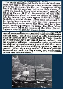 a photo and old news clipping regarding the mary celeste